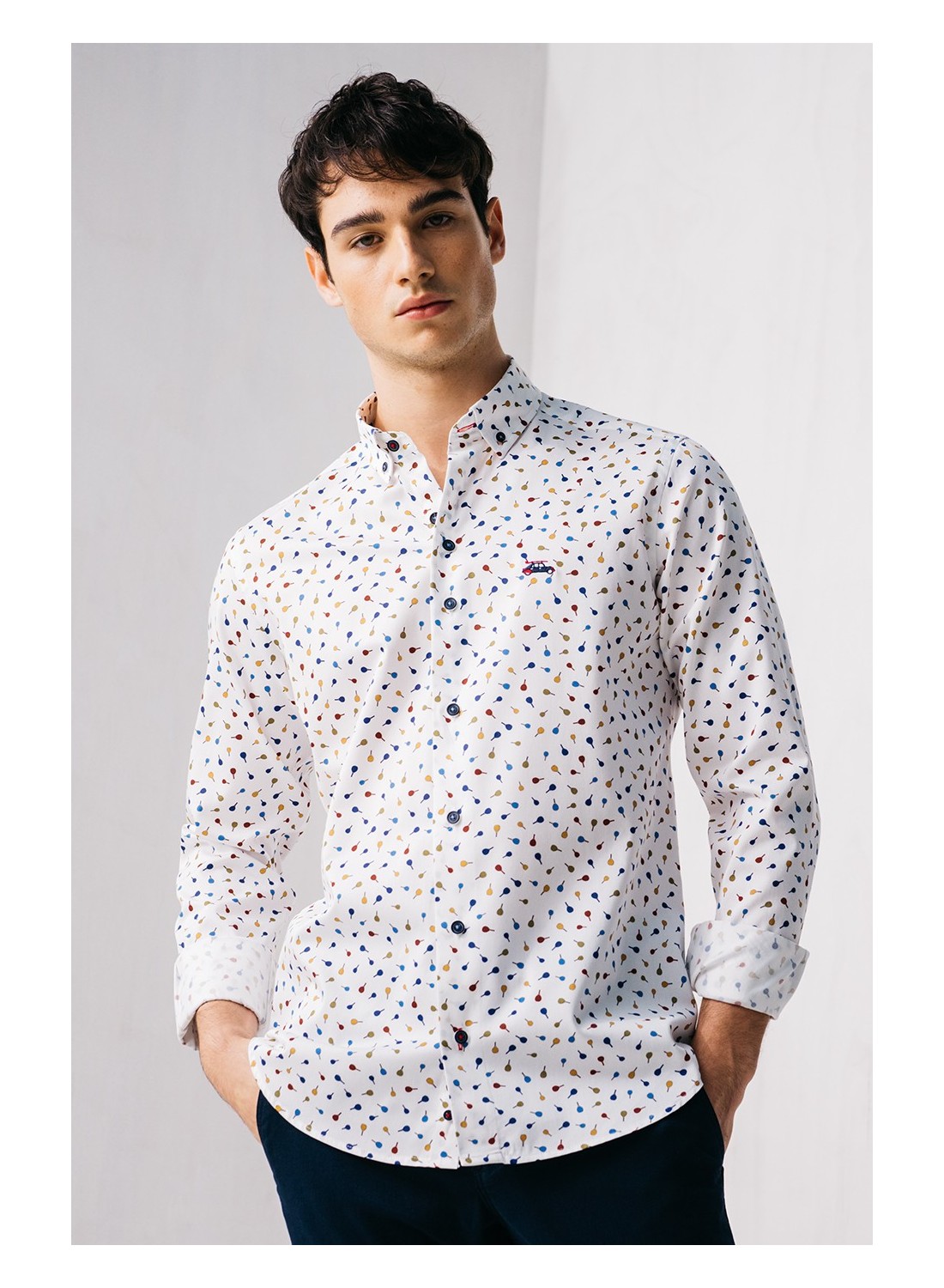 camisa hombre estampada raquetas tenis